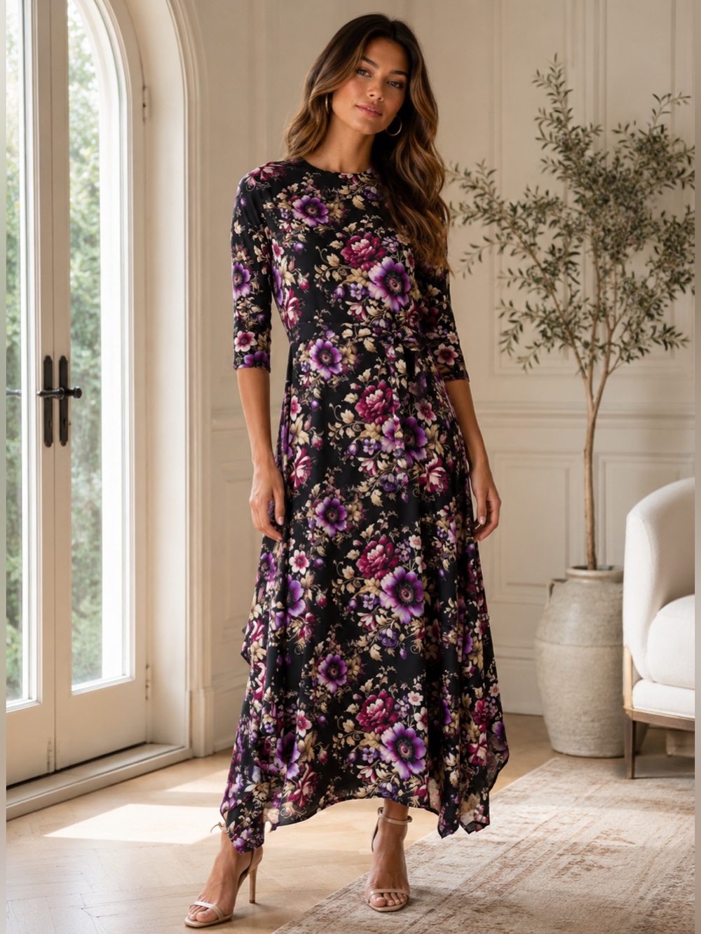 NEW Aleeza Paris Chinni Dress – Size Small – Purple Floral